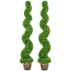 Dirbtiniai buksmedžiai, spiralės formos, 2 vnt., su vazonais, 150 cm, žali