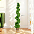 Dirbtiniai buksmedžiai, spiralės formos, 2 vnt., su vazonais, 150 cm, žali