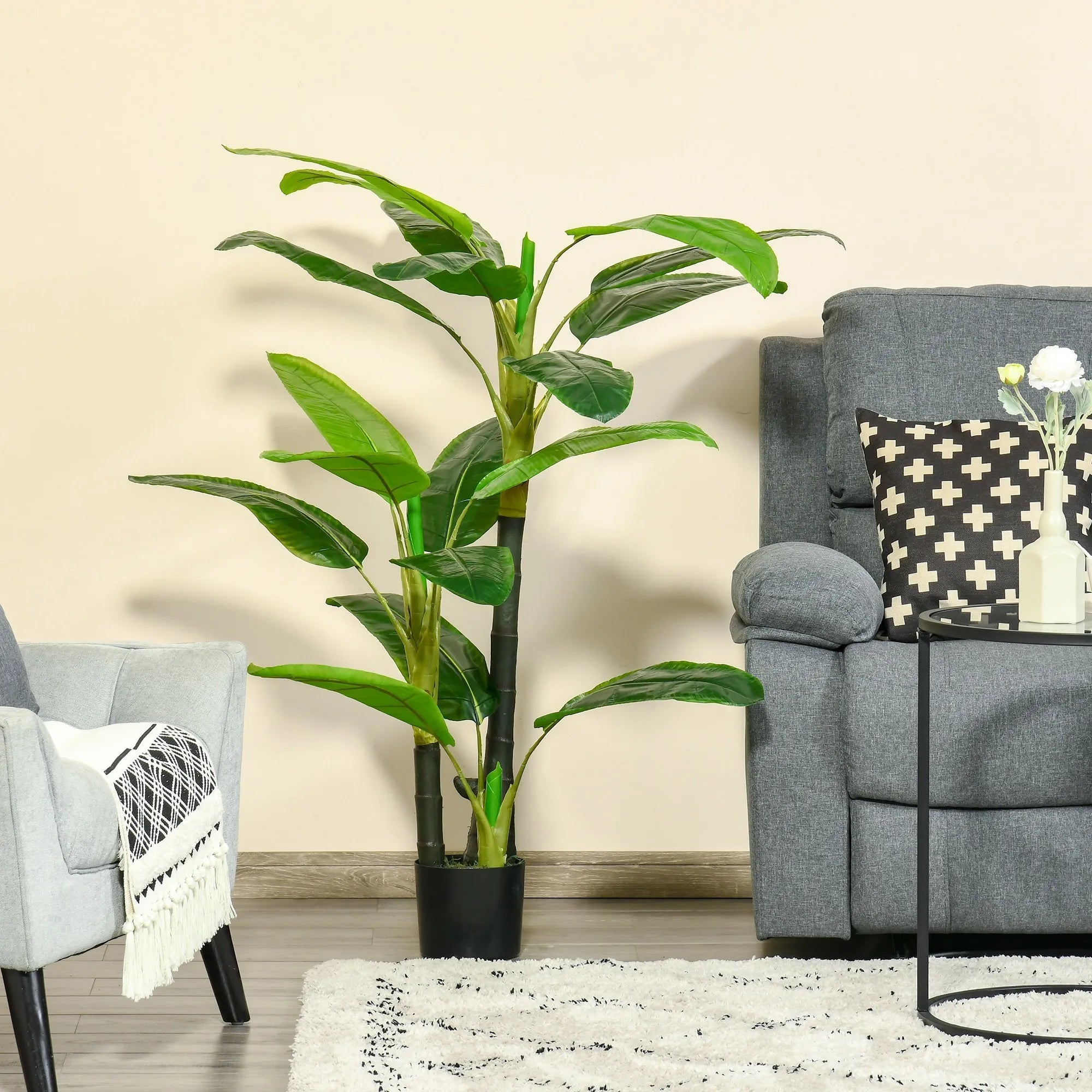 Dirbtinis bananas 150 cm su vazonu, žalias