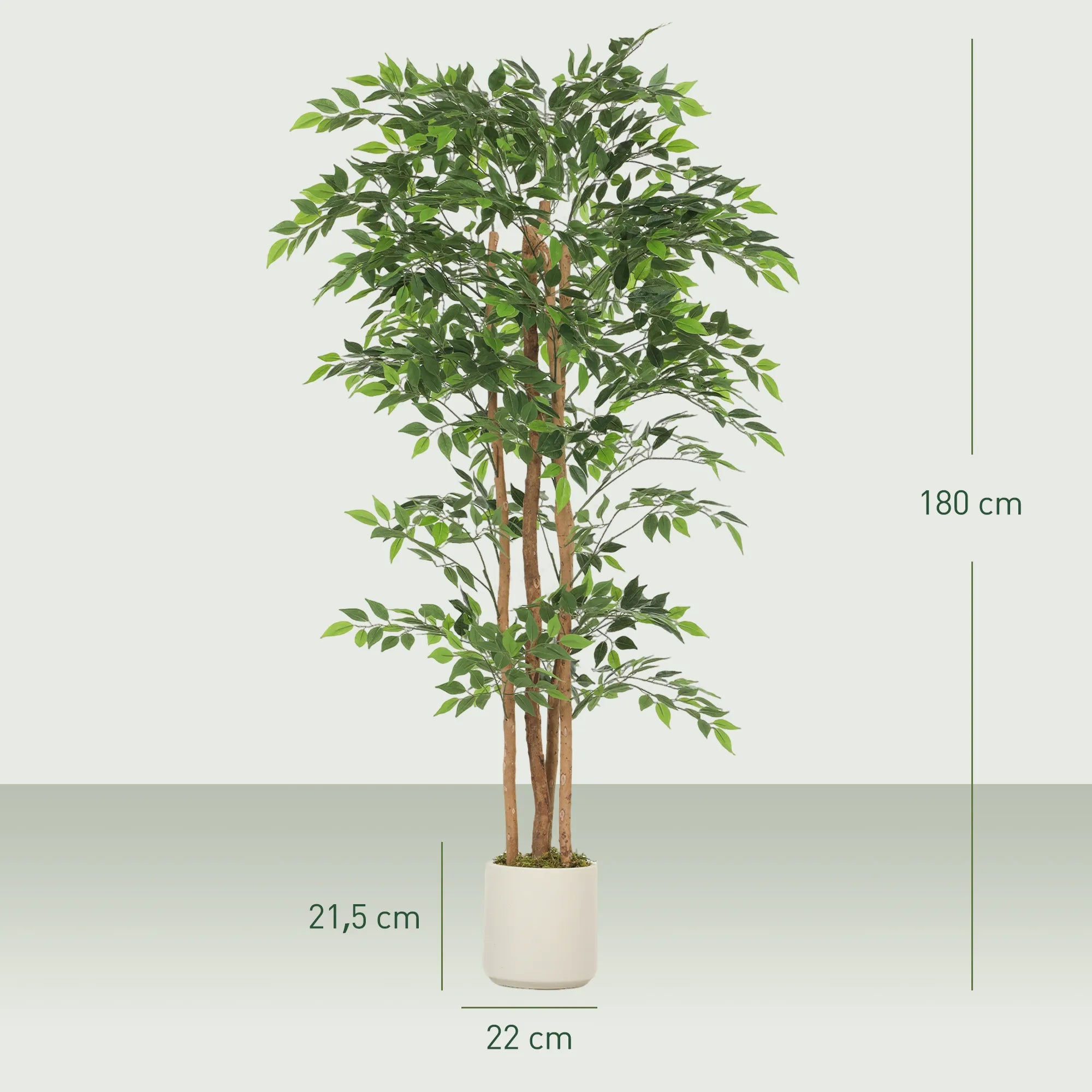 Dirbtinis banijanas su mediniu kamienu, 180 cm, žalias