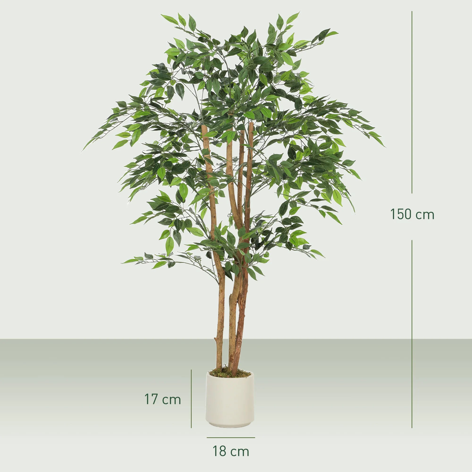 Dirbtinis banijinis medis su vazonu, 150 cm, žalias