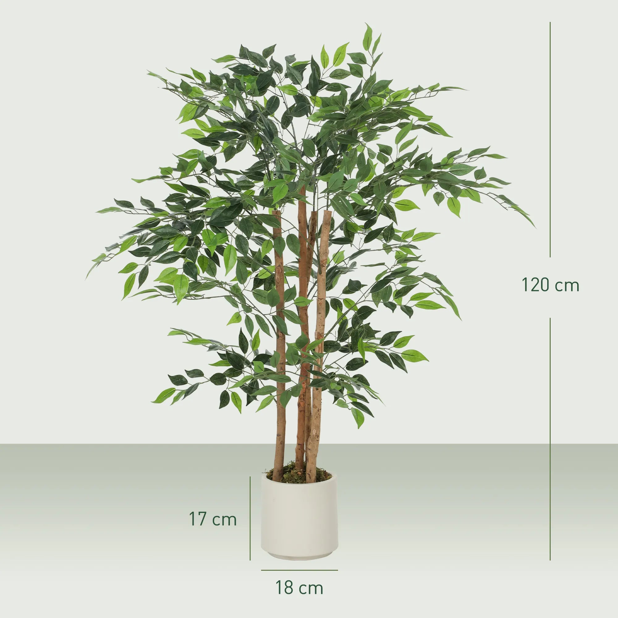 Dirbtinis banjano medis 120 cm su vazonu, žalias