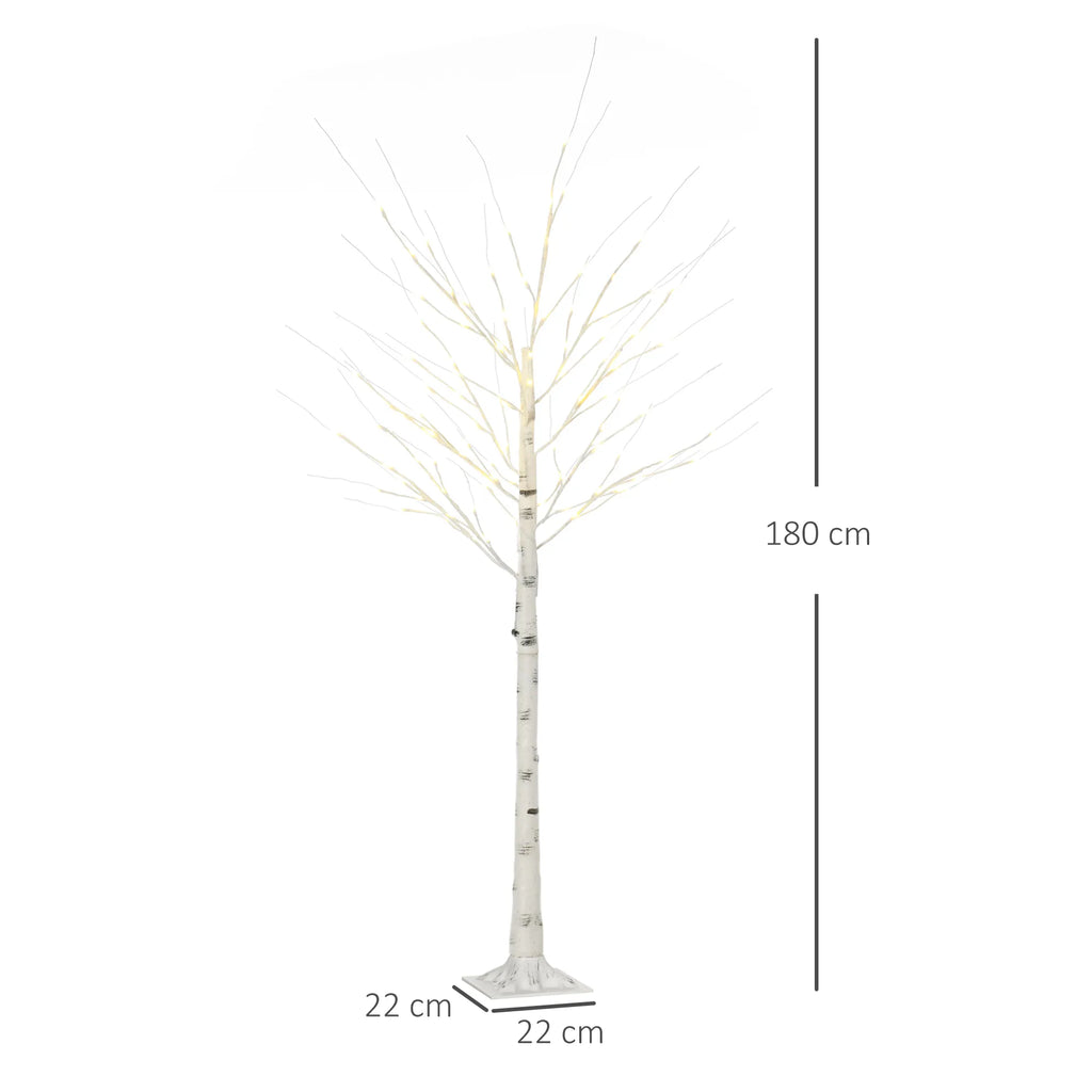 Dirbtinio beržo aukščio ir pagrindo matmenų schema, 180 cm