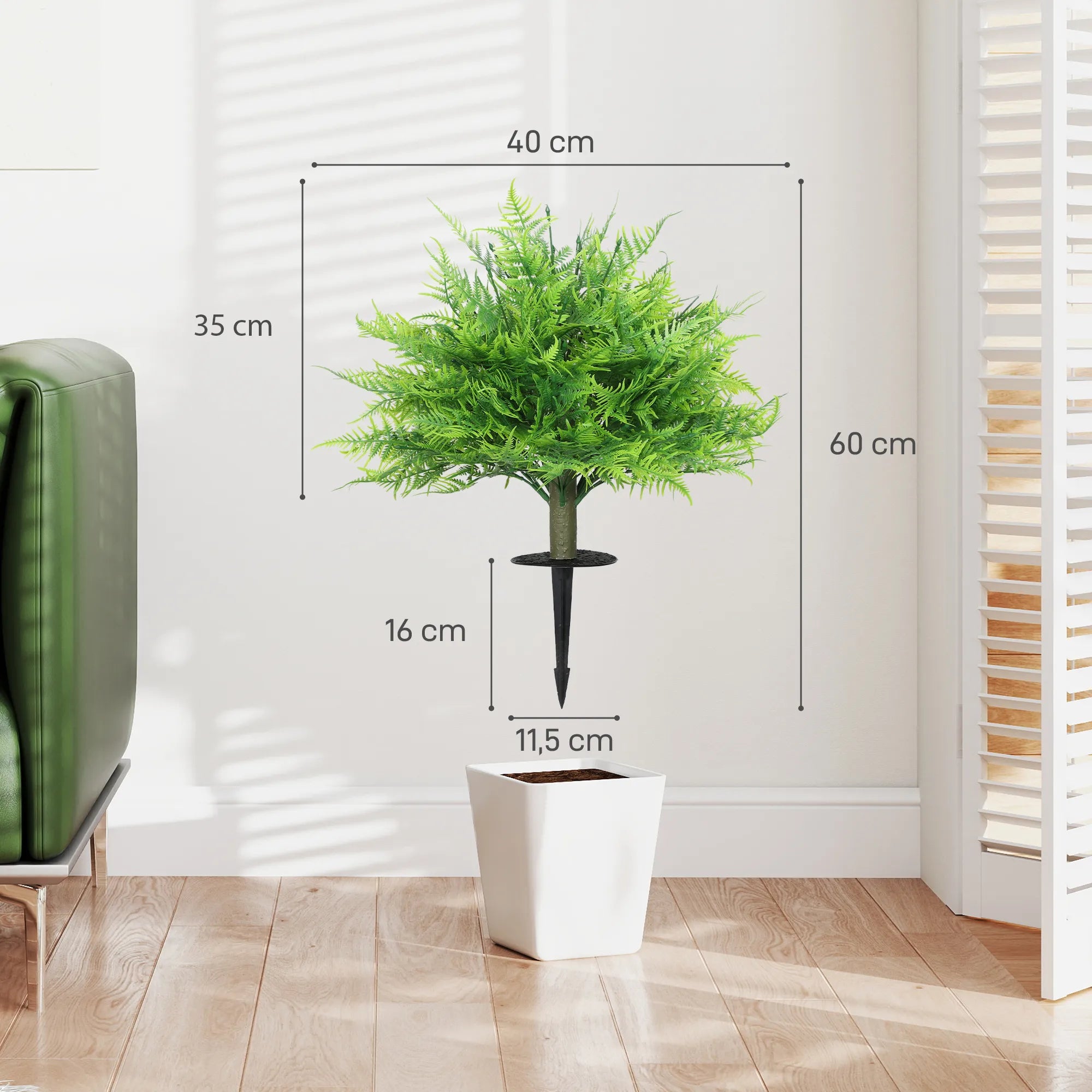 Dirbtinis Bostono papartis, UV atsparus, 2 vnt. rinkinys, 60 cm aukščio