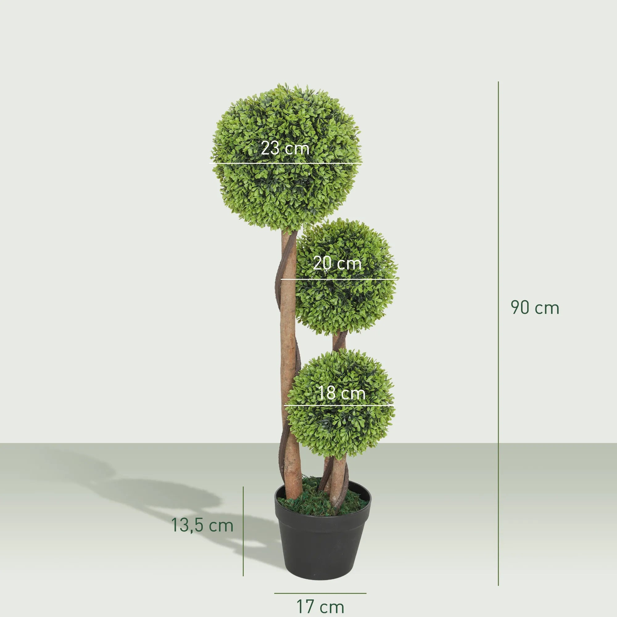 Dirbtinis buksmedis 2 vnt. rinkinys, 90 cm, žalias