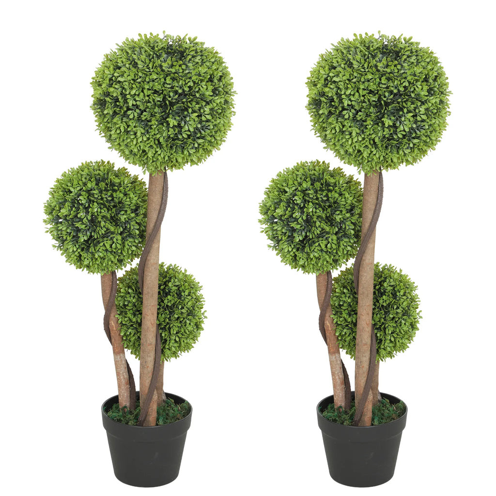 Dirbtinis buksmedis 2 vnt. rinkinys, 90 cm, žalias