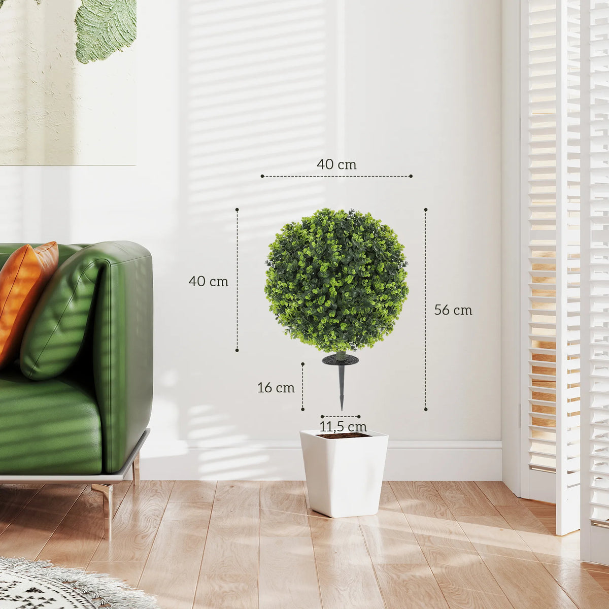 Dirbtinis buksmedis 2 vnt. su smaigu, 40 cm, žalia