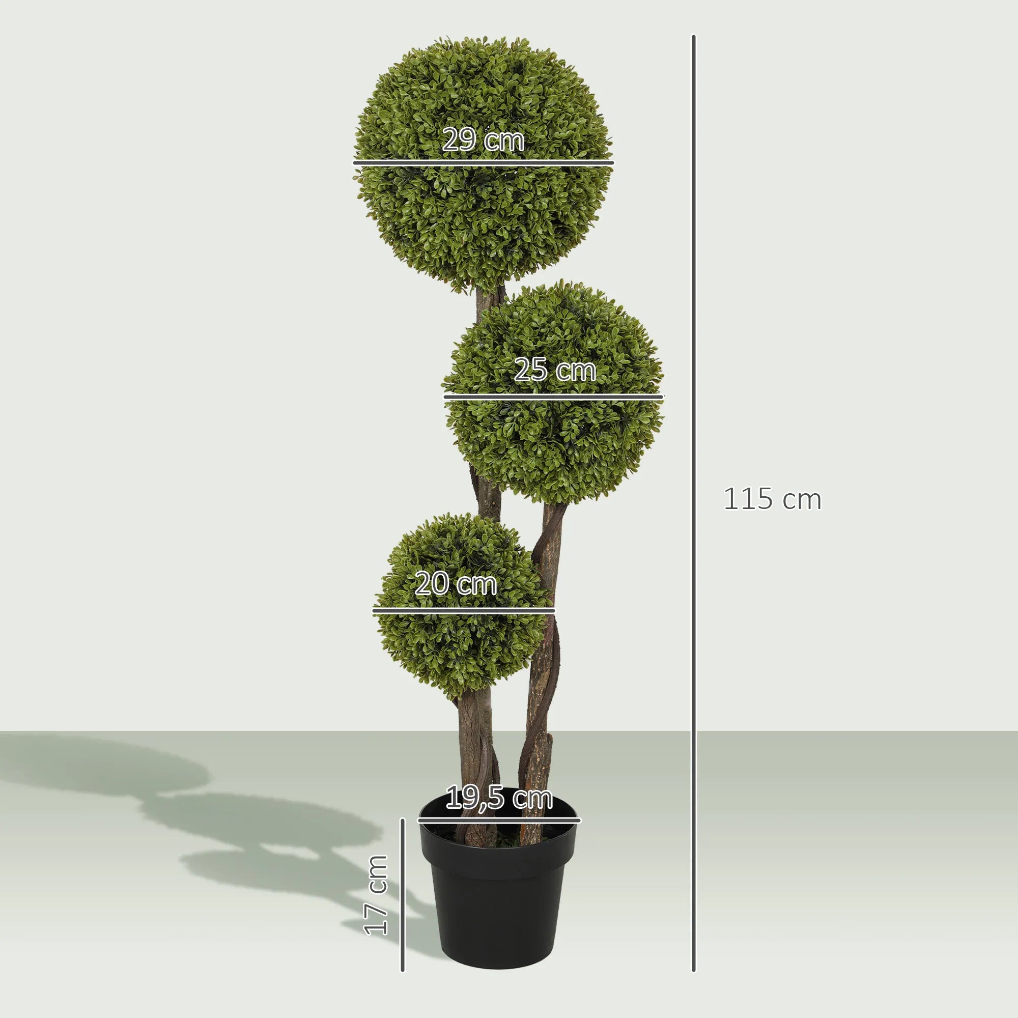 Dirbtinis buksmedis vazone 115 cm, žalias