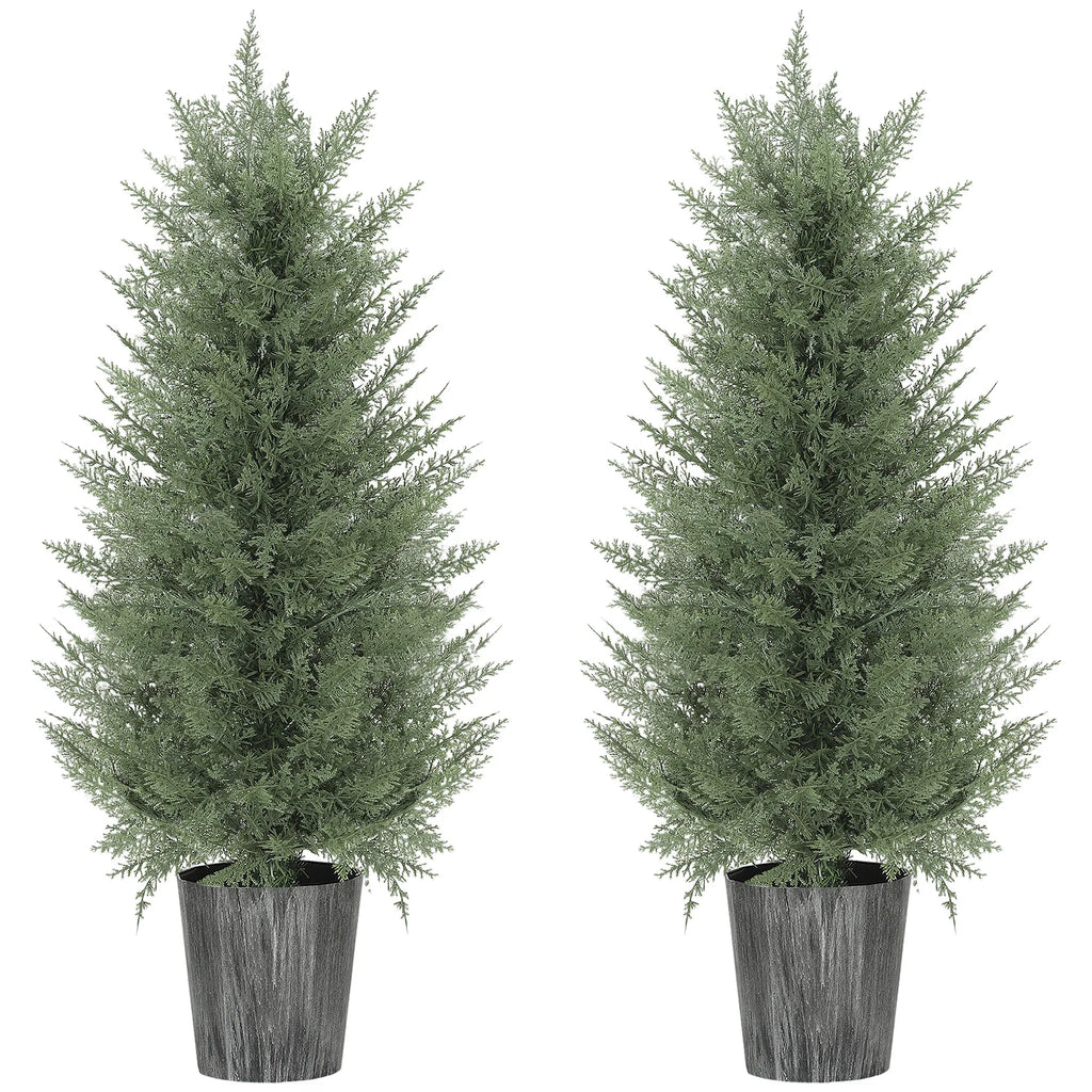 Dirbtinis kiparisas 90 cm, 2 vnt. rinkinys, su vazonais, žalias