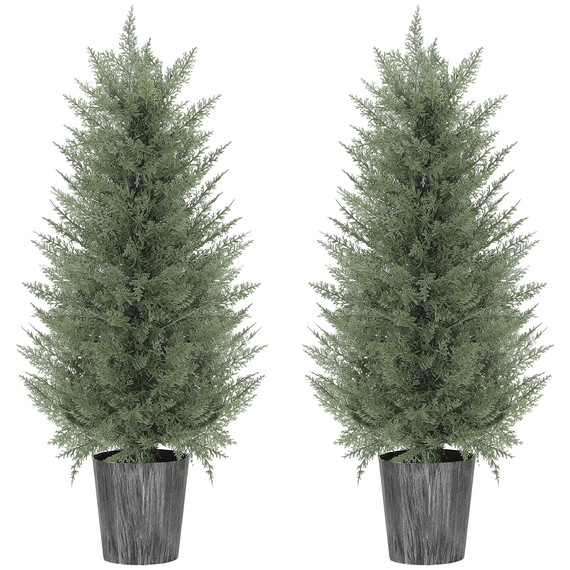 Dirbtinis kiparisas 90 cm, 2 vnt. rinkinys, su vazonais, žalias