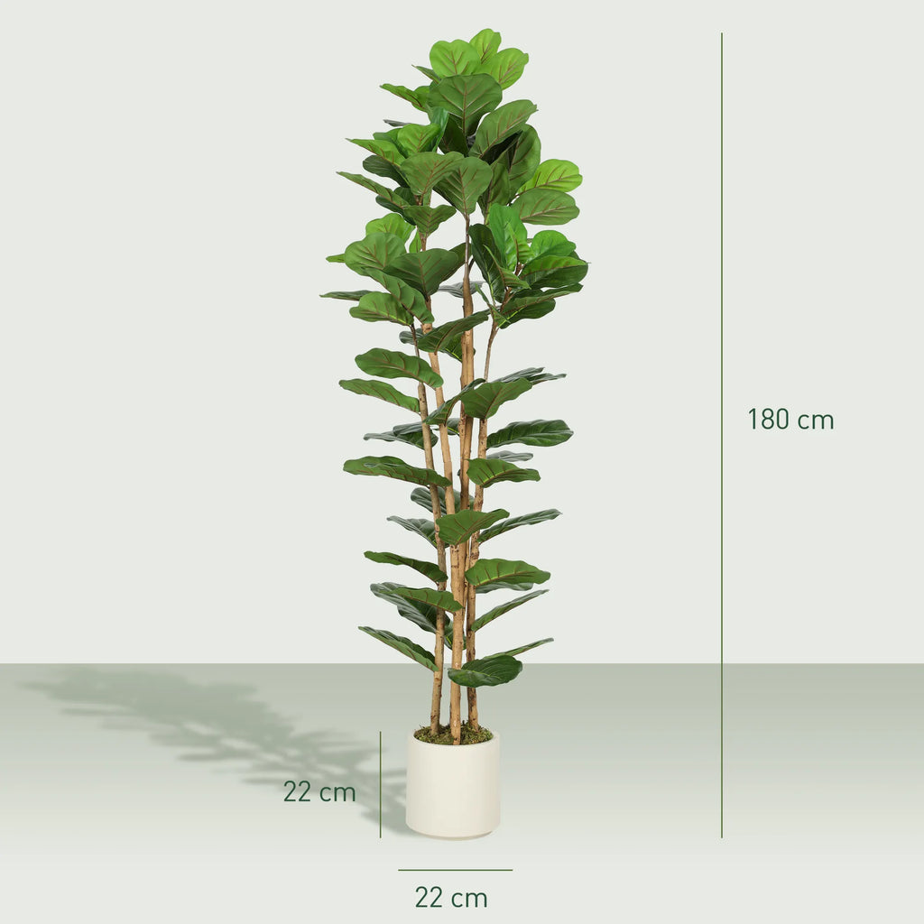 Dirbtinis smulkialapis figmedis su vazonu, 180 cm, žalias