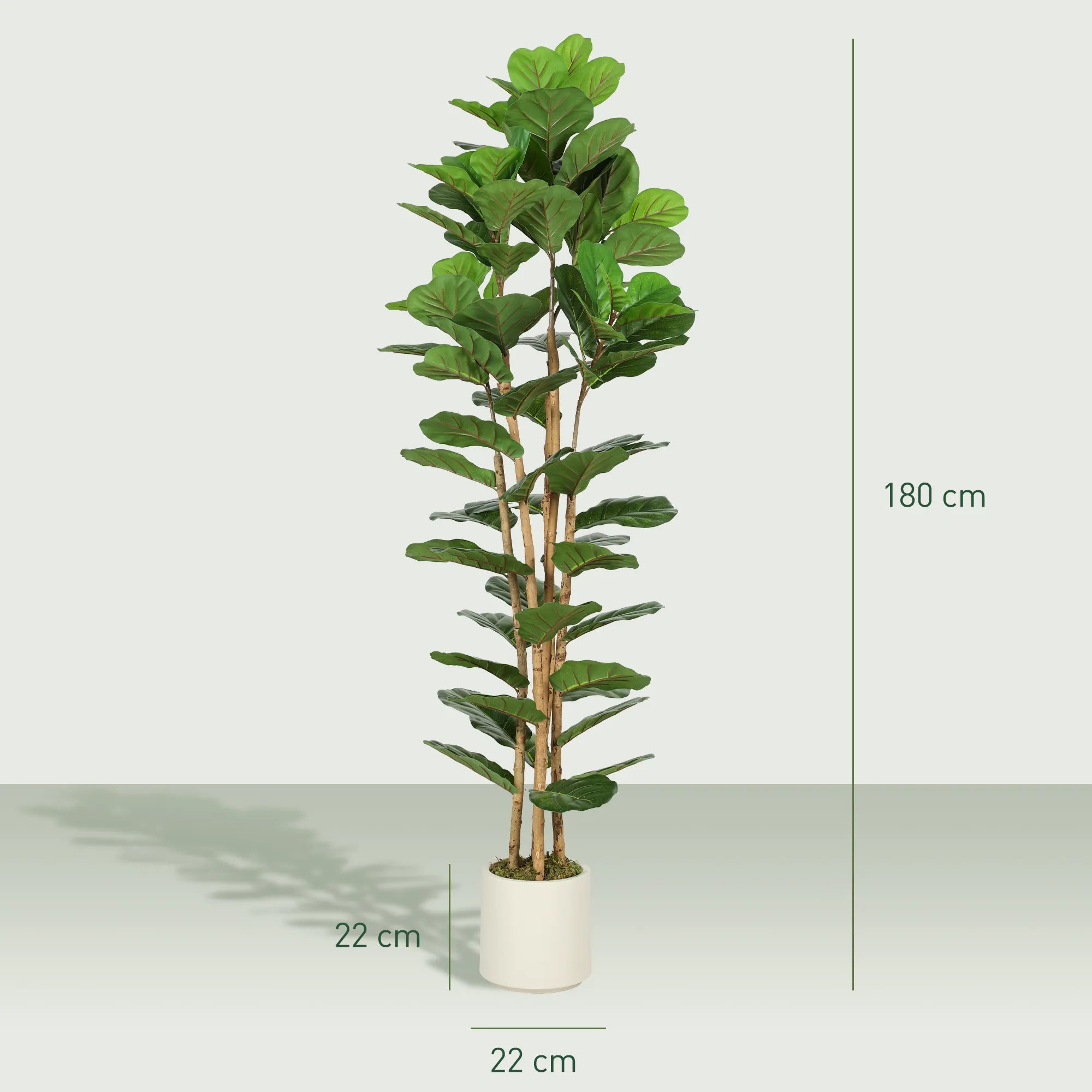 Dirbtinis smulkialapis figmedis su vazonu, 180 cm, žalias