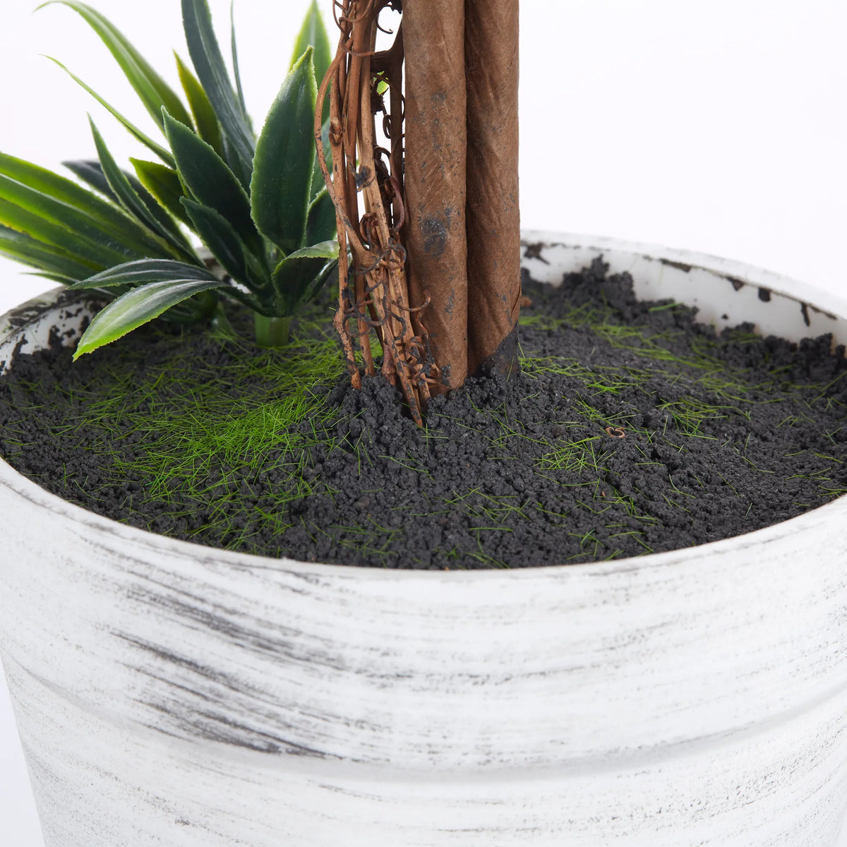 Dirbtinių augalų komplektas 2 vnt. su vazonais, rutulio formos levandų medeliai, žalia
