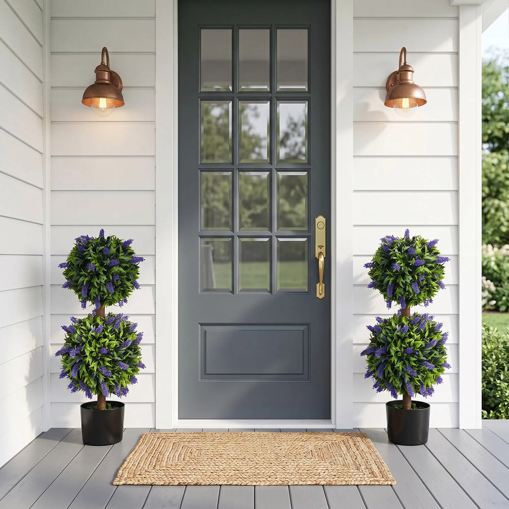 Dirbtinių augalų rinkinys, 2 vnt., atsparūs UV spinduliams, vazonuose, 70 cm