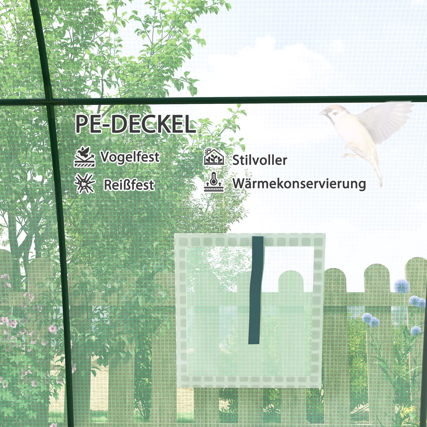 Lankinis šiltnamis su smėlio maišais ir plastikiniu uždangalu, 2 ruloninės durys, tinkliniai langai, nešiojamas, 1,8 x 1,8 x 2 m, žalias