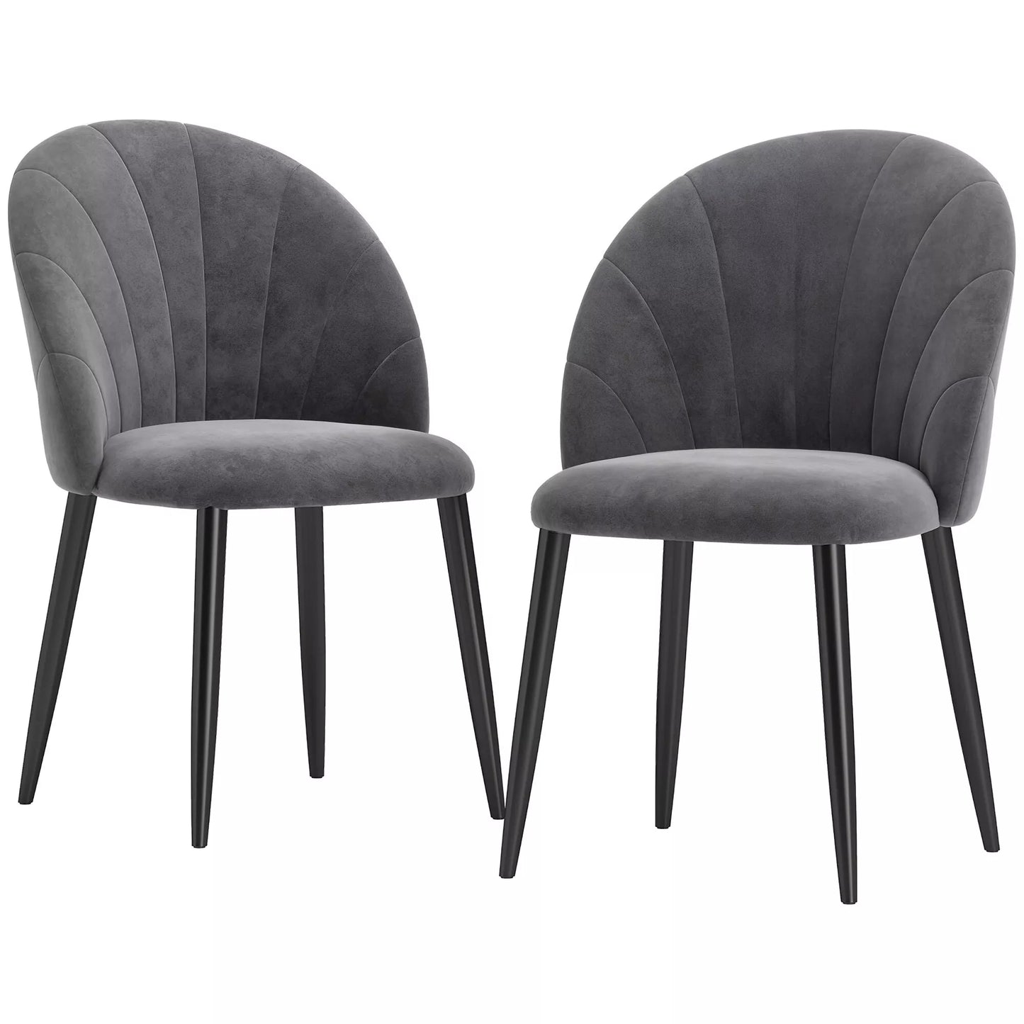 2 vnt. komplektas Valgomojo kėdės Akcentinės kėdės Virtuvės kėdės, Retro dizainas, Veliūro išvaizda, 52 cm x 54 cm x 79 cm, Pilka