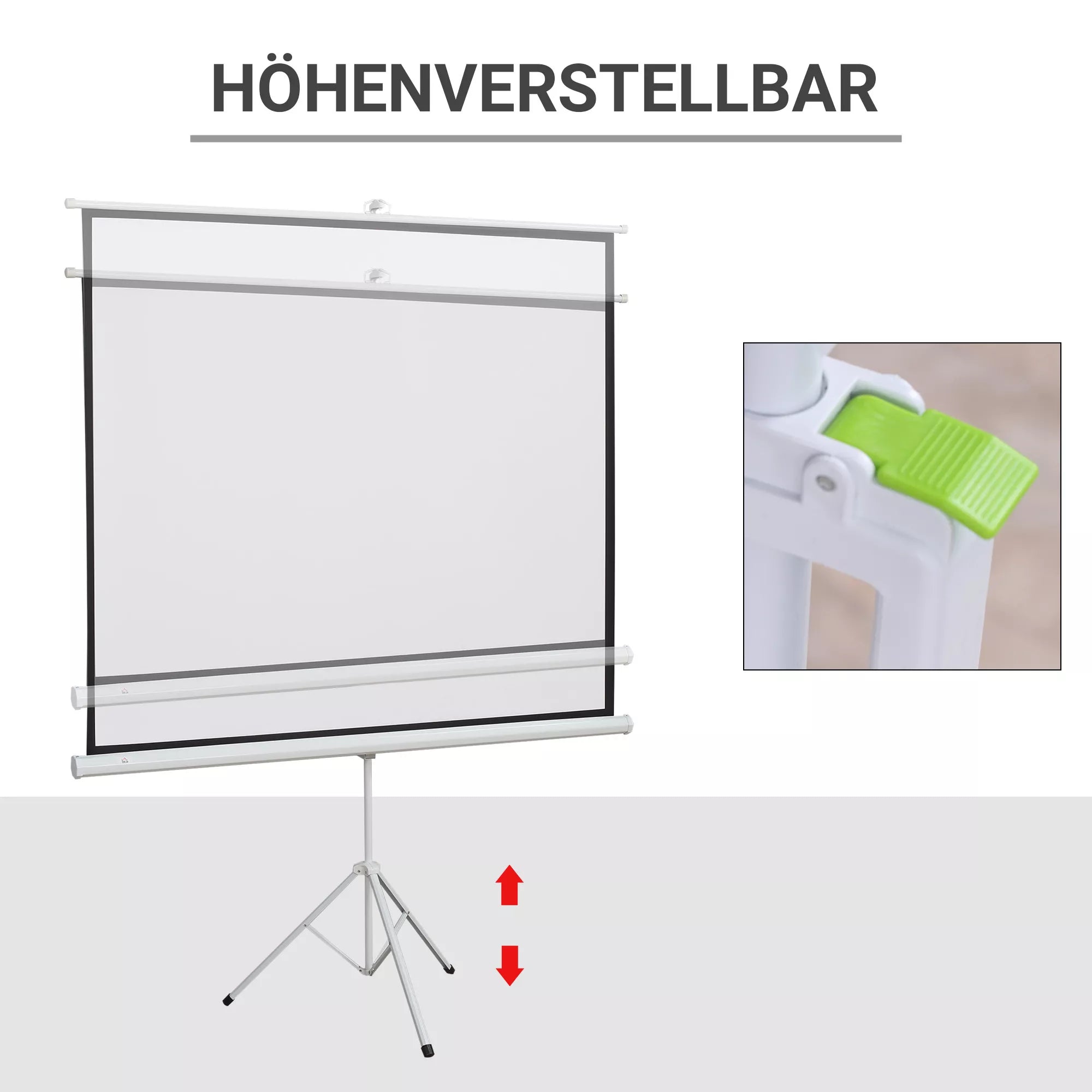 Ekrano aukščio reguliavimo schema su žaliu fiksatoriumi