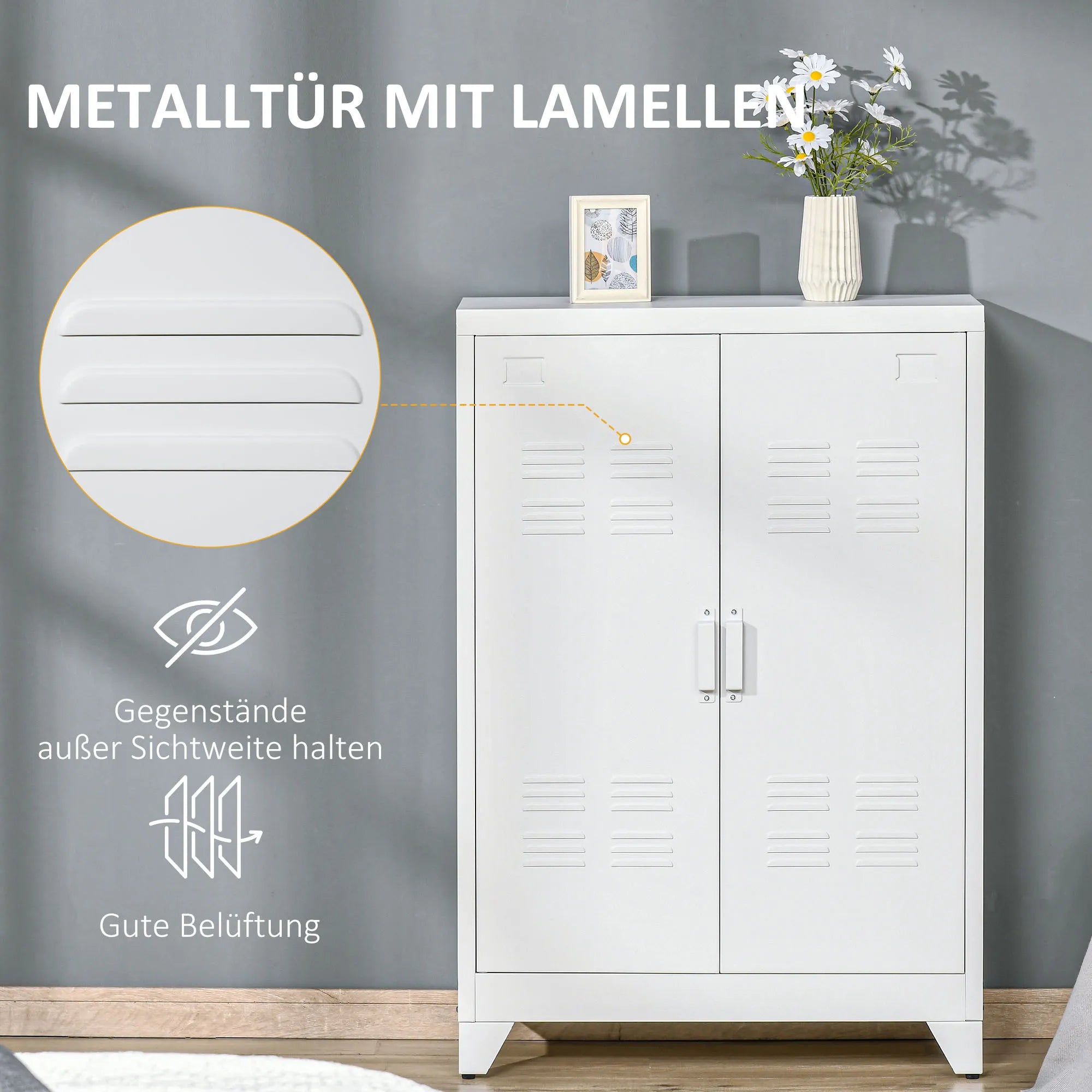 Dokumentų spinta Metalinė spinta Daugiafunkcinė spinta su magnetinėmis dvigubomis durimis 75 x 33 x 110 cm Balta