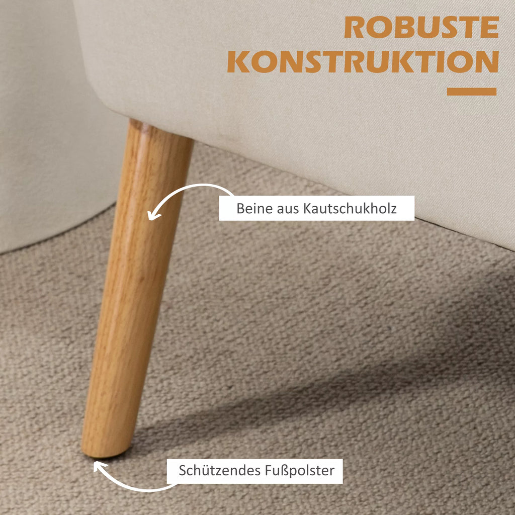 2 vietų sofa, minkštas paminkštinimas, lengvai prižiūrimas užvalkalas, iki 150 kg, 117 x 56,5 x 77 cm, kreminės baltos spalvos
