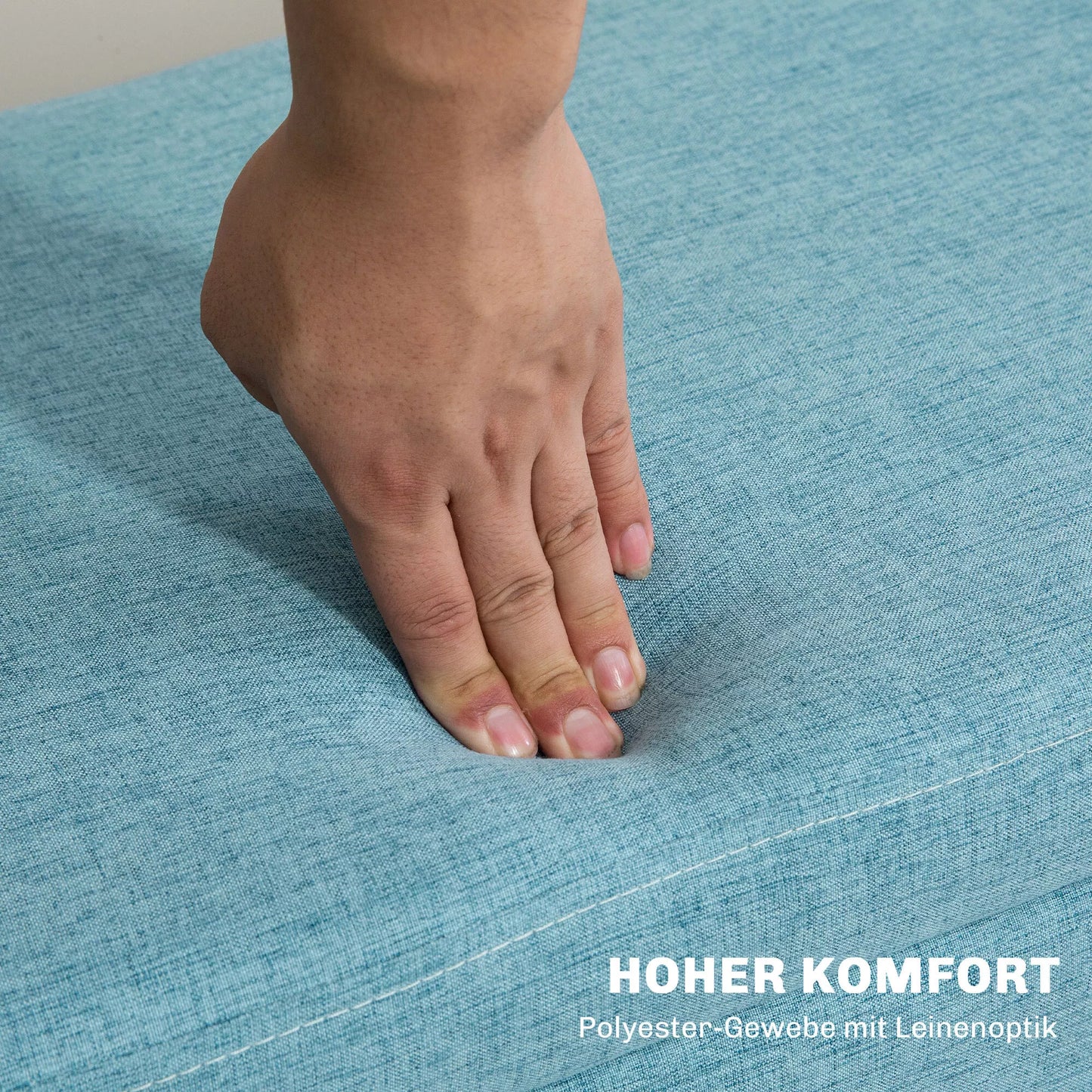 Suolas su daiktadėže, iki 220 kg, lininio audinio išvaizda, 110x39x45cm, Mėlyna