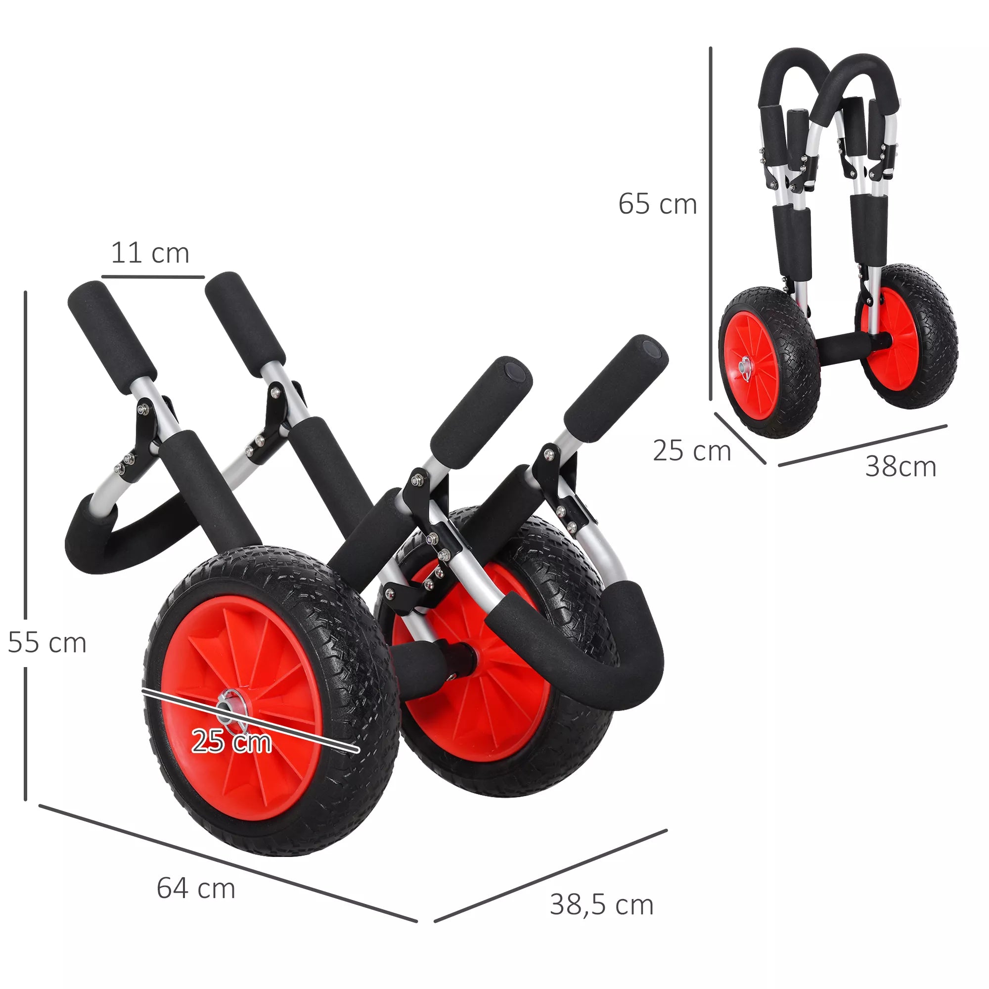 Surfwagen sulankstomas iki 45 kg AluTransportwagen Kajakwagen sulankstomas paminkštintas dirbtinės odos ratai Boatwagen Surfwagen Boatstrailer Trolley for Surfbrett Board Schlauchboot