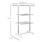 Schema, rodanti džiovyklės matmenis: plotis 83–136,5 cm, aukštis 154 cm