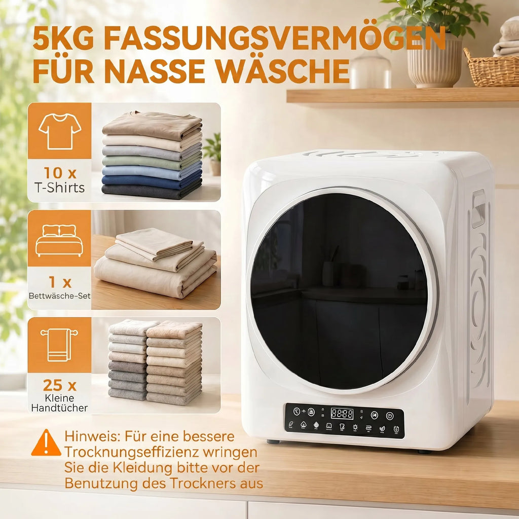 Drabužių džiovyklė kompaktiška su jutikliais iki 5 kg, balta