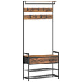 Drabužių kabykla su suoliuku pramoninio stiliaus 80x181.5 cm ruda