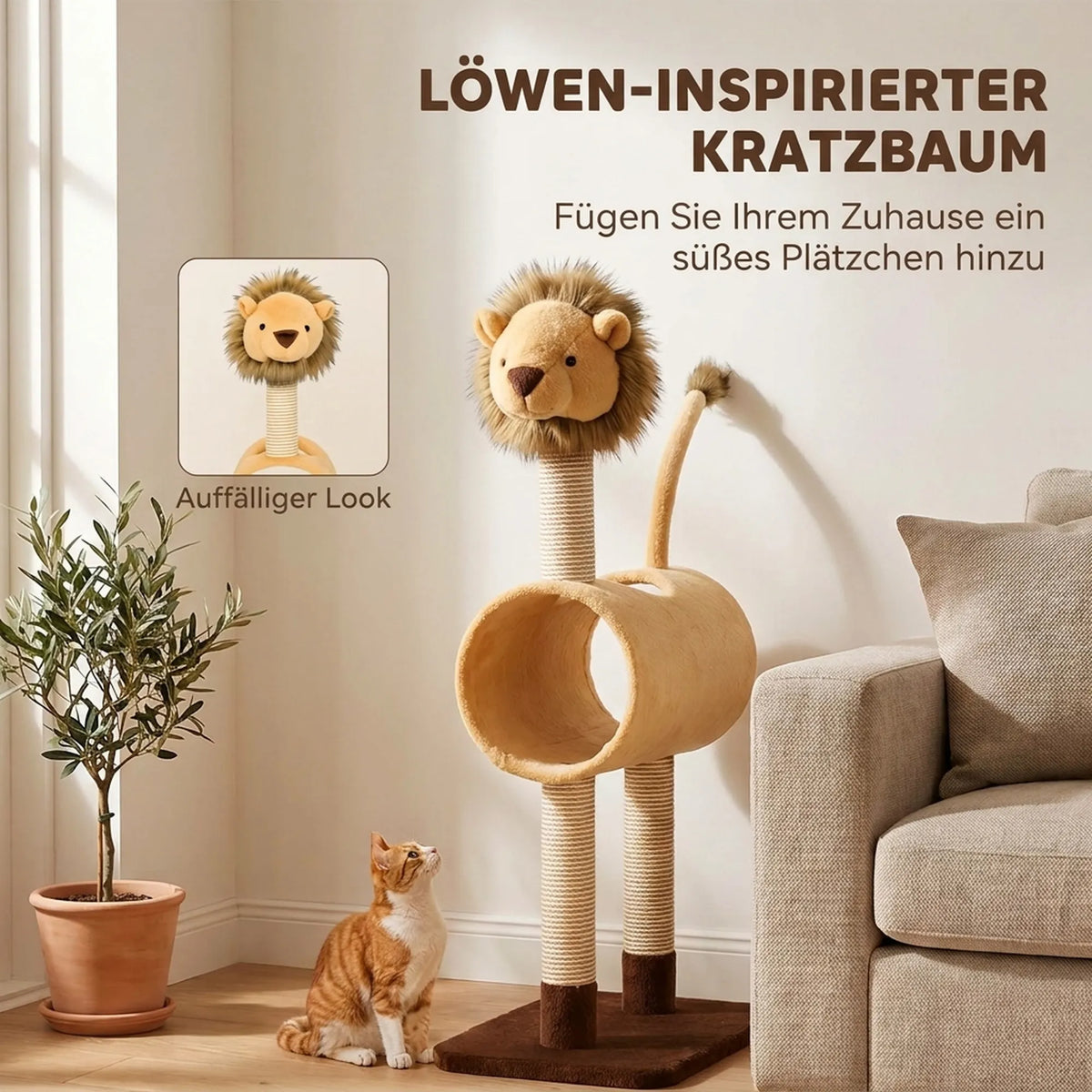 Draskyklė katėms, 104 cm, su tuneliu ir draskymo stulpais, iki 7 kg