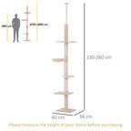 Draskyklė katėms iki lubų, reguliuojamo aukščio, 230–260 cm, smėlio spalvos