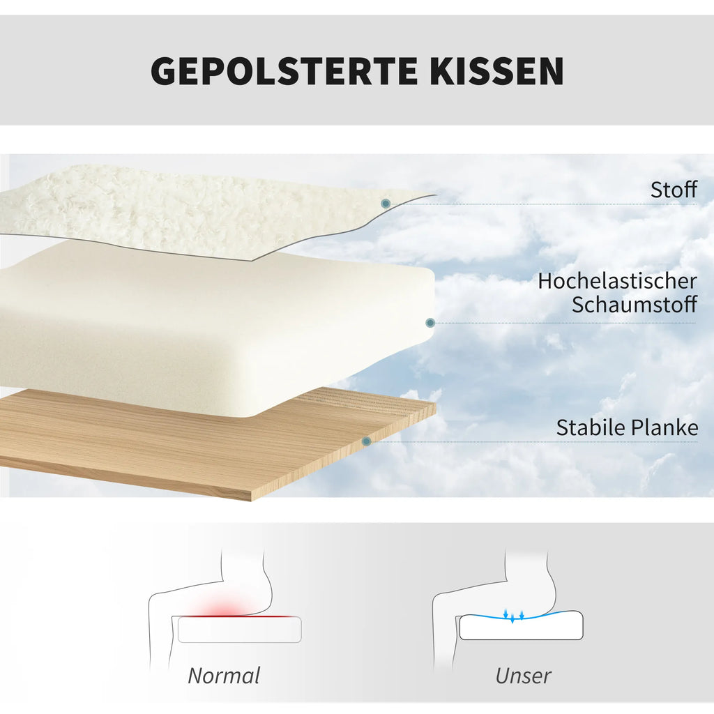 Drehbarer Bürostuhl mit Rollen, Schreibtischstuhl, Fleece-Stoff, Schaumstoff, höhenverstellbar, Homeoffice, Cremeweiß