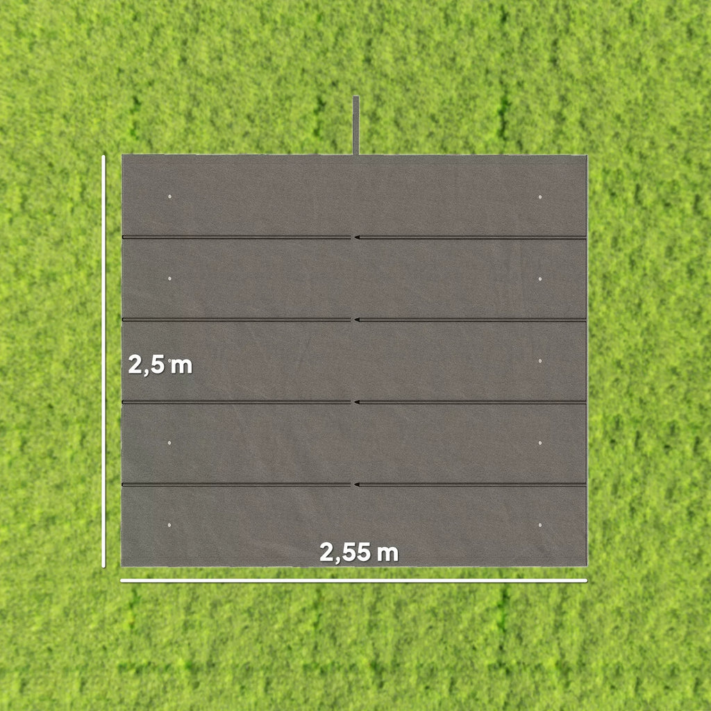 Atsarginis stogas 3 x 3 m pergolai, suskleidžiamas, su lietaus nuvedimo angomis, atsparus oro sąlygoms, poliesteris, 250 x 255 cm, šviesiai pilkos spalvos