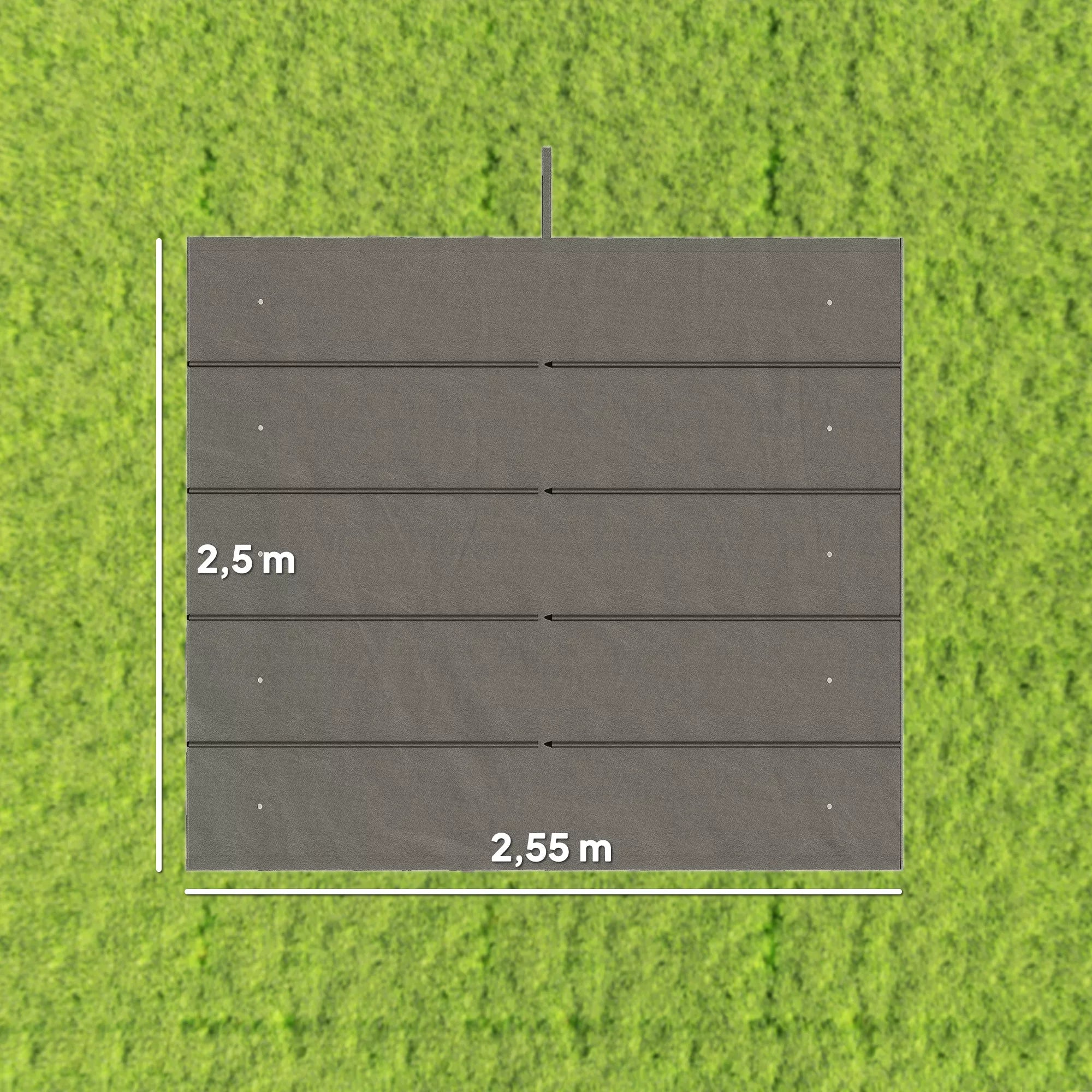 Atsarginis stogas 3 x 3 m pergolai, suskleidžiamas, su lietaus nuvedimo angomis, atsparus oro sąlygoms, poliesteris, 250 x 255 cm, šviesiai pilkos spalvos