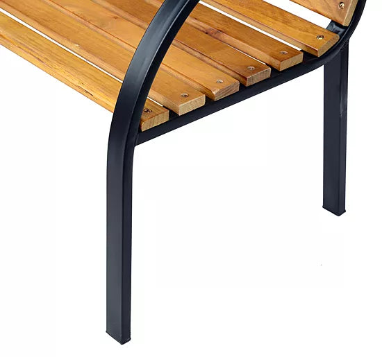 Sodo suolas Parko suolas 2 vietų Sodo plienas + pušies mediena Natūralus B122 x T60 x H83 cm
