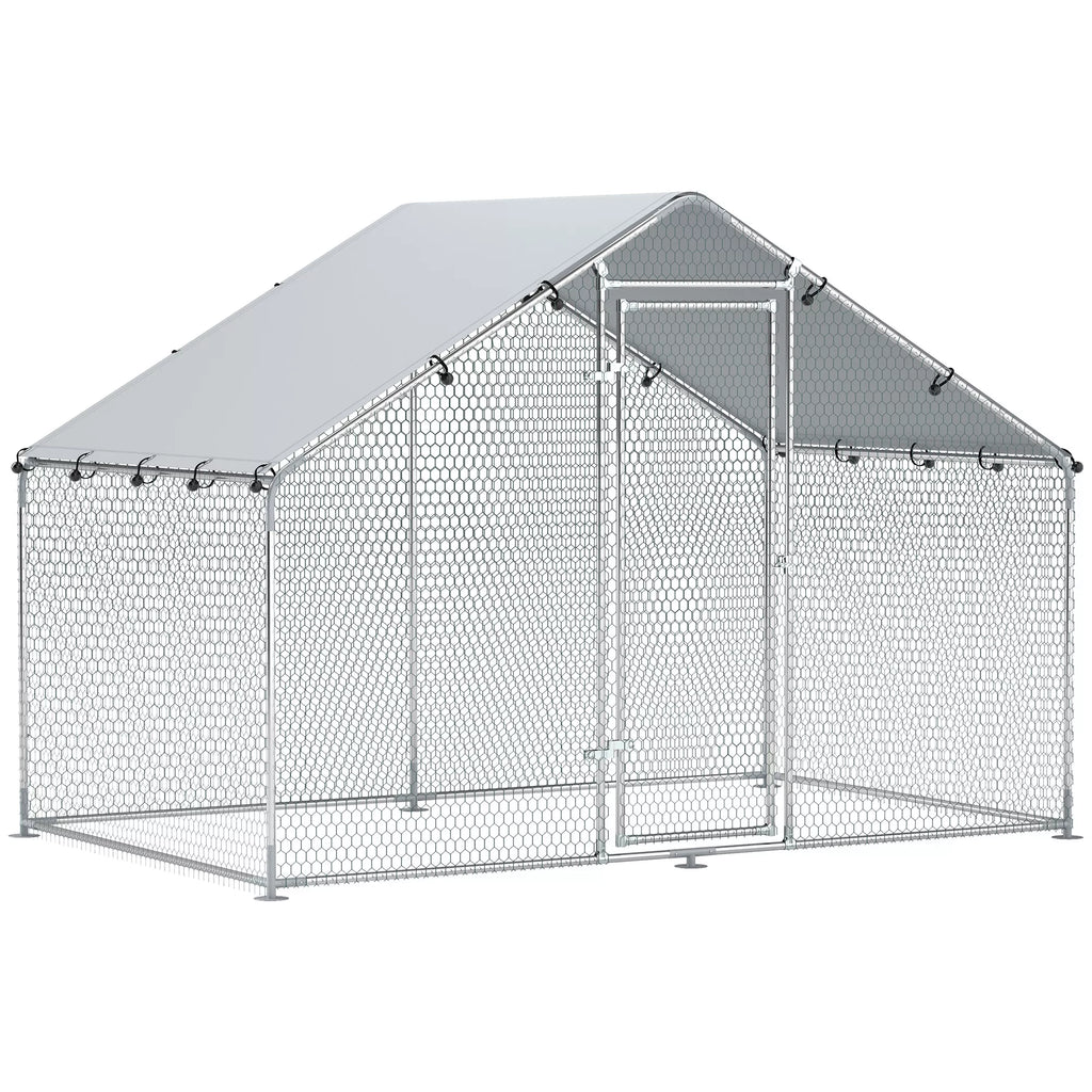 Vištidė 5–8 vištoms, stogo danga, užrakinamos durys, plieninis rėmas, 5,1 m², 3 x 1,7 x 1,9 m