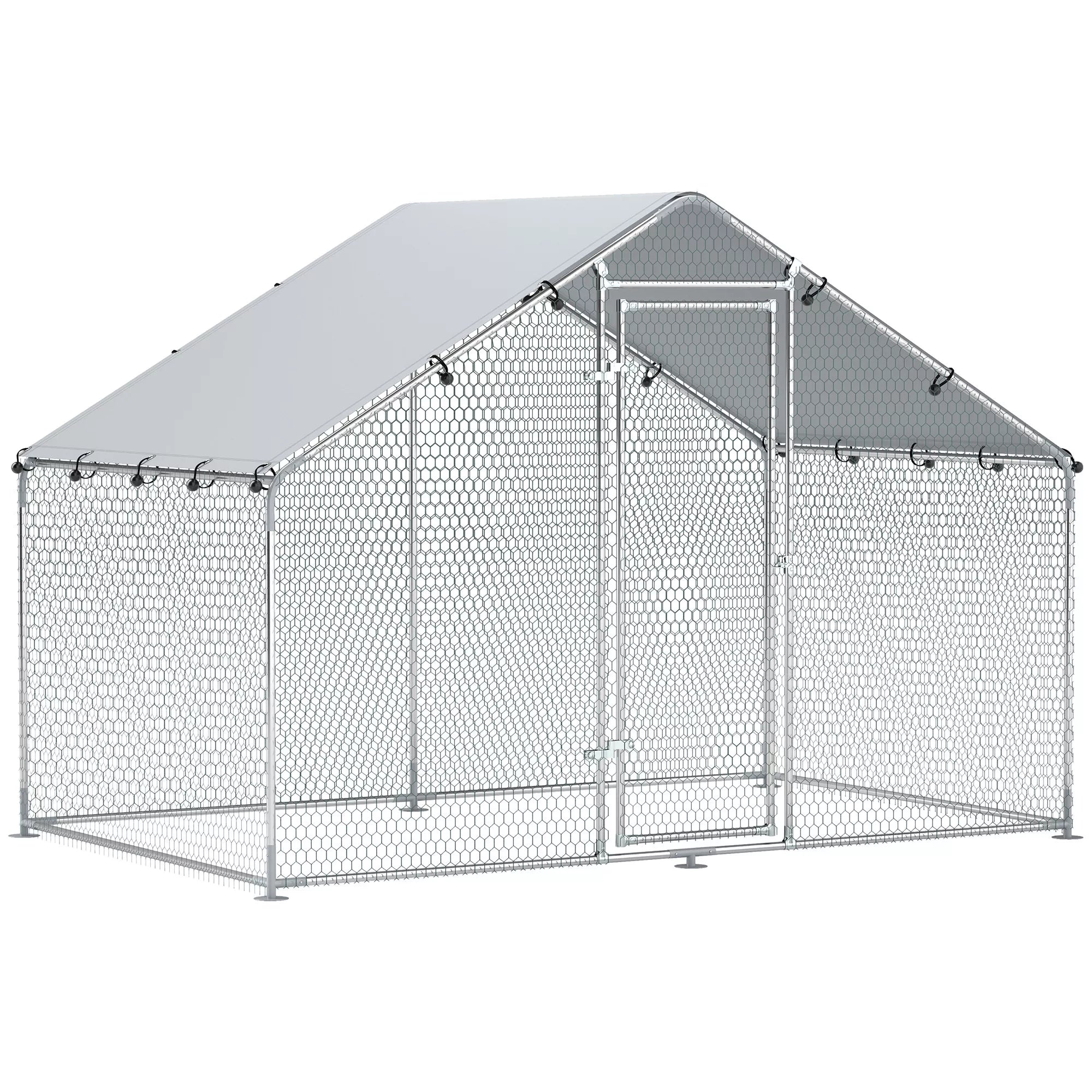 Vištidė 5–8 vištoms, stogo danga, užrakinamos durys, plieninis rėmas, 5,1 m², 3 x 1,7 x 1,9 m