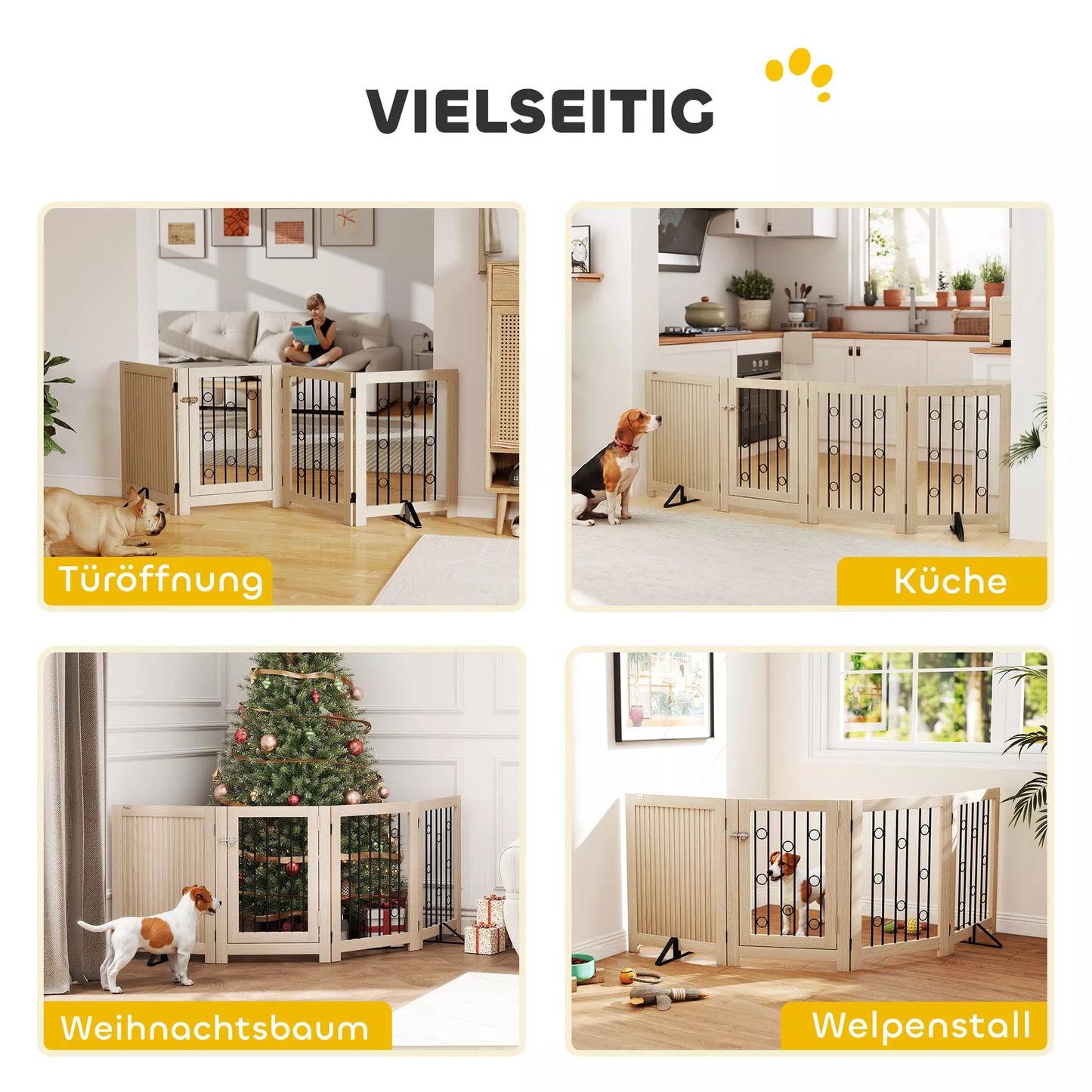 Atskirai stovinti naminių gyvūnų vartai, šunų grotelės su durimis, 4 plokštės, skirtos koridoriui, laiptams, durų rėmams, MDF, plienas