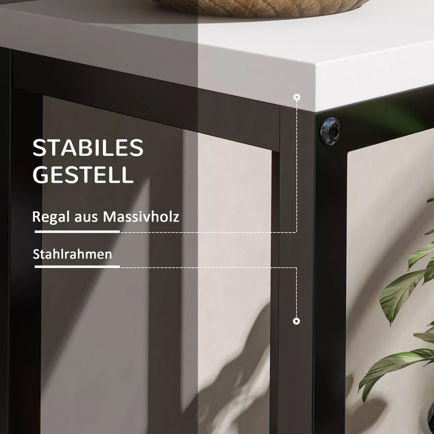 Gėlių lentyna, 4 pakopos, vidaus ir lauko sąlygoms, metalinis rėmas, 34 ilgis x 34 plotis x 70 aukštis cm, juoda+balta