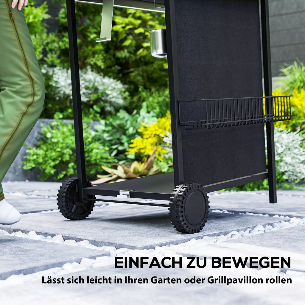 Dujinis grilis su 3 degikliais ir šonine kaitviete, 107 x 54 x 96 cm, juodas