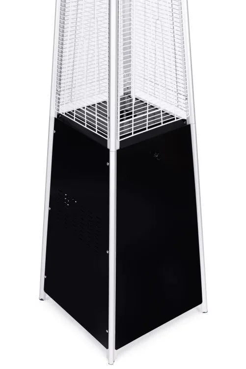 Dujinis terasos šildytuvas 13 kW, piramidė su stikliniu vamzdžiu, 227 cm, juodas
