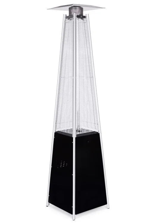 Dujinis terasos šildytuvas 13 kW, piramidė su stikliniu vamzdžiu, 227 cm, juodas
