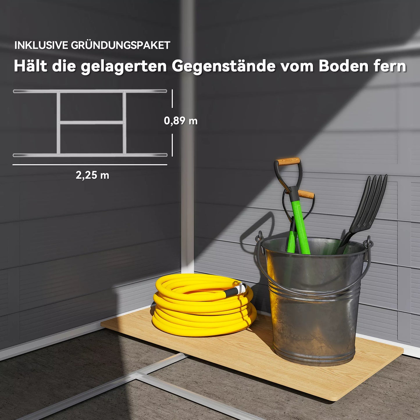 Outsunny Sodo namelis, pavėsinė su ventiliacijos langu, plastikas, metalas, 240 x 190 x 180/228, pilka