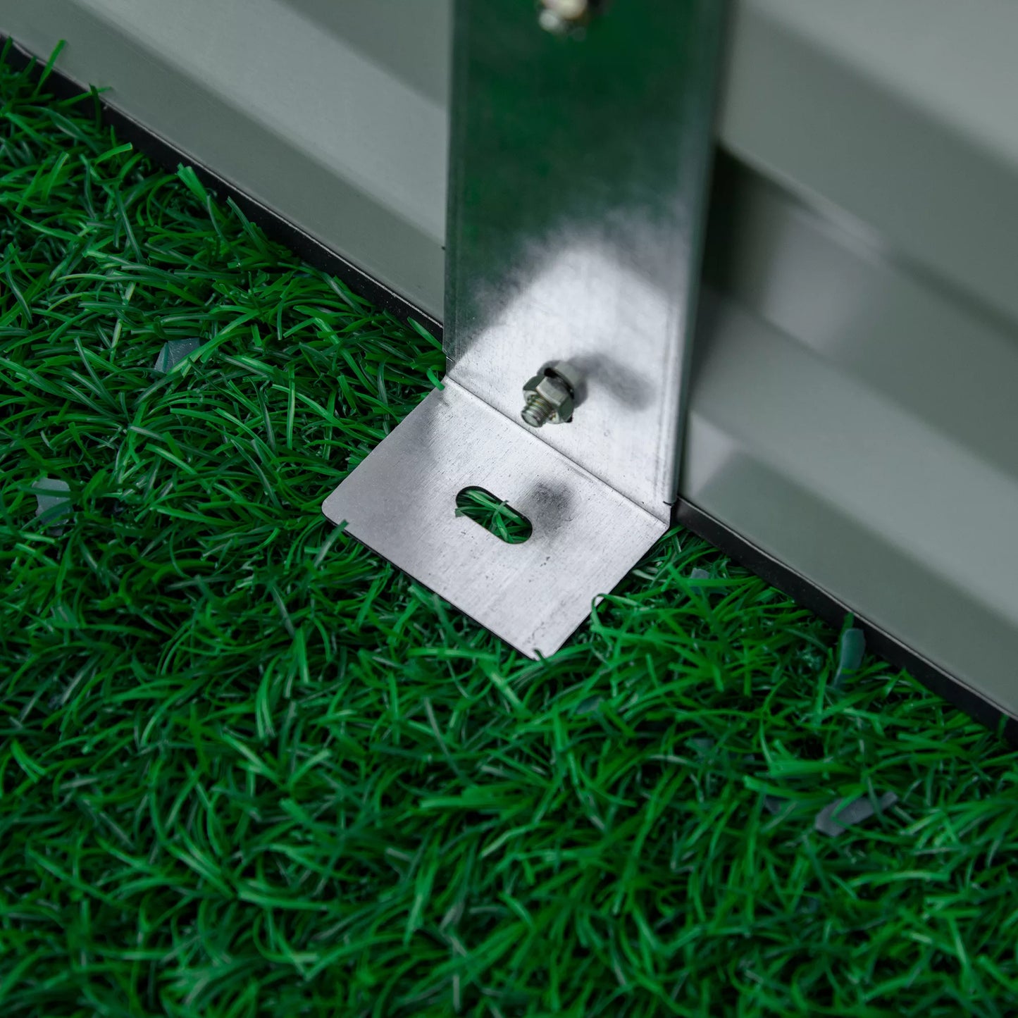 Plieninis aukštas lysvė, atviras dugnas, paprasta konstrukcija, 95L x 90,5B x 29,8H cm, pilkos spalvos