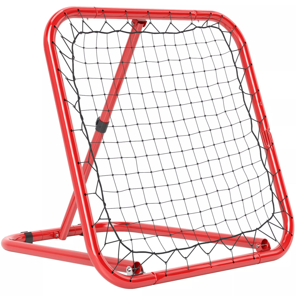 Futbolo atšokimo tinklas, sulankstomas, atšokimo siena, reguliuojamas 5 pakopomis, metalas, 78 x 84 x 65-78 cm, raudonas