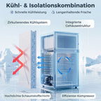 Dviduris mini šaldytuvas su šaldiklio skyriumi, reguliuojamu termostatu, 90 l, baltas