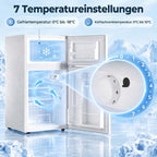 Dviduris mini šaldytuvas su šaldiklio skyriumi, reguliuojamu termostatu, 90 l, baltas