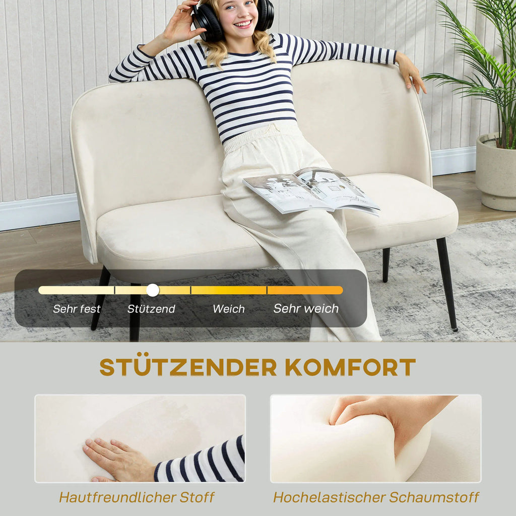 Dviejų vietų sofa, 127 cm pločio, smėlio spalvos