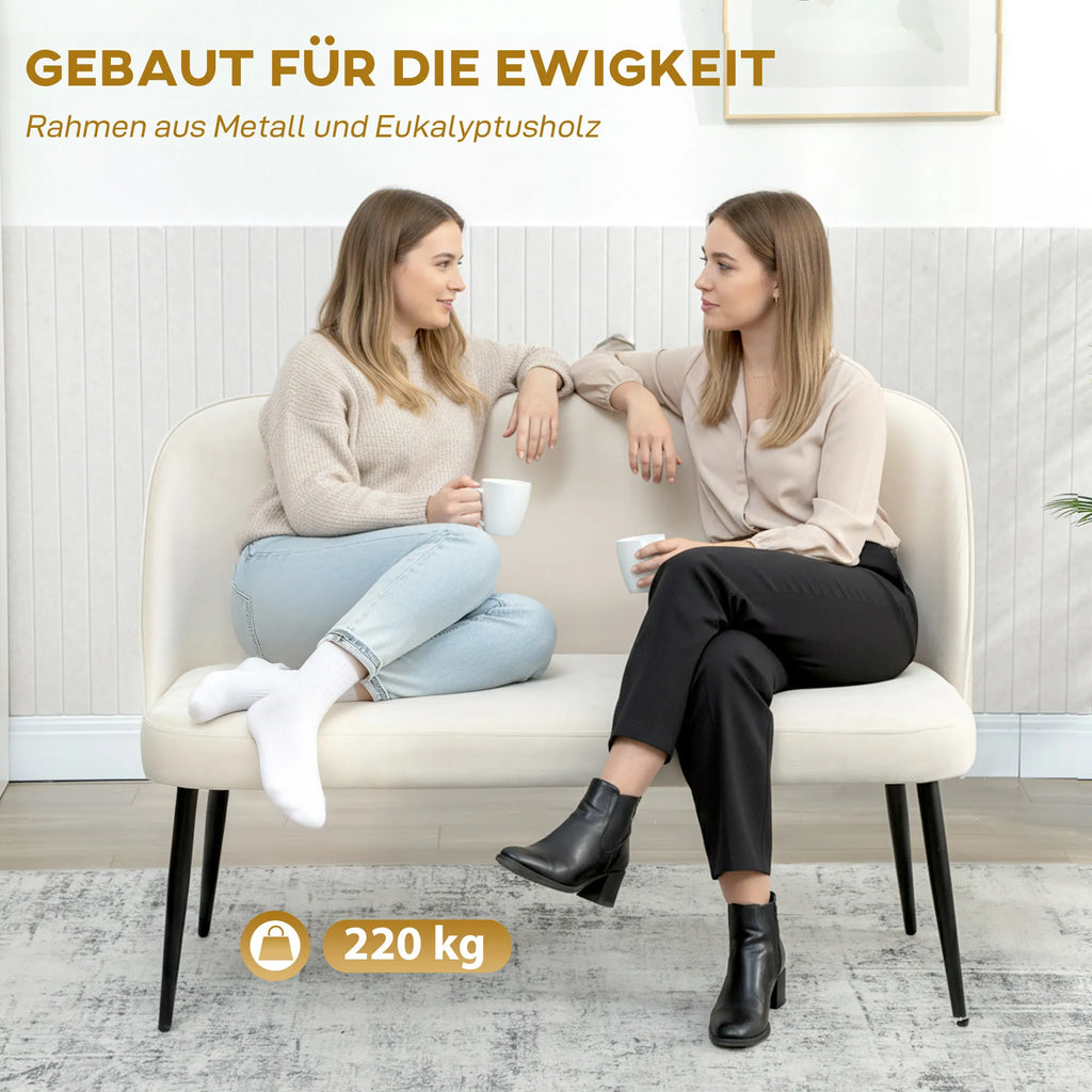 Dviejų vietų sofa, 127 cm pločio, smėlio spalvos