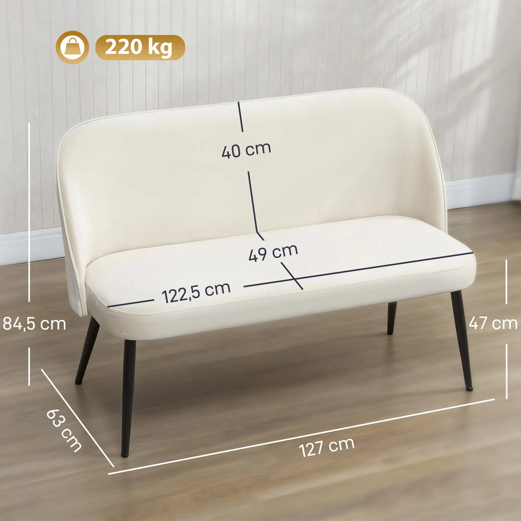 Dviejų vietų sofa, 127 cm pločio, smėlio spalvos