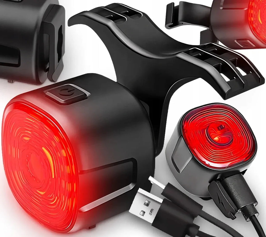 Dviračio galinis žibintas, raudonas, USB-C 250 mAh, vandeniui atsparus IP66